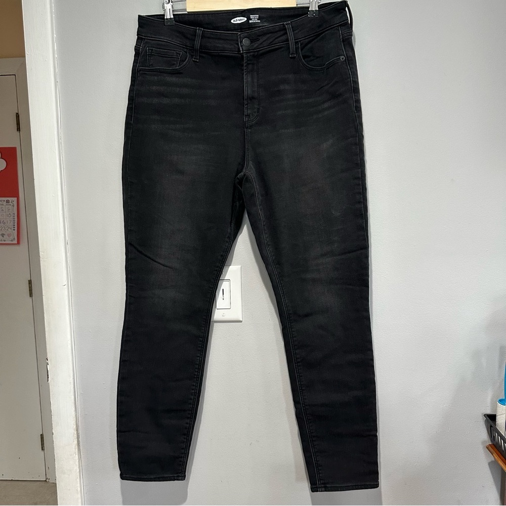 Old Navy Rock Star Super Skinny High Rise Fleece Line Jeans Black Size 14